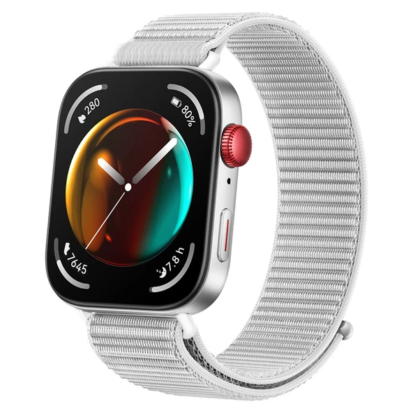 Huawei Watch Fit 4 Fit 4 Pro Fit 3 Uyumlu Ayarlanabilir Cırt Cırtlı Yumuşak Spor Kumaş Örgü Kordon  Beyaz ürün görseli