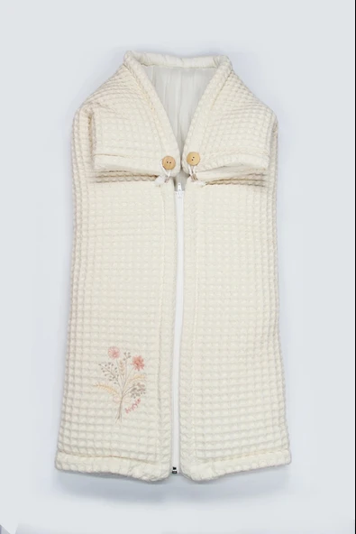 Bistyle Fermuarlı Natural Life Pike Battaniye Girl 70113 Ekru