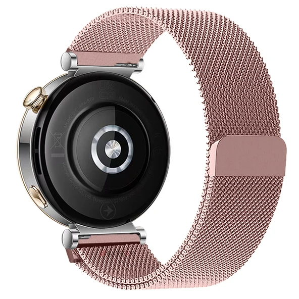 Huawei Watch GT5 41mm Uyumlu Manyetik Milanese Loop Metal Kordon   Pembe - Resim 2