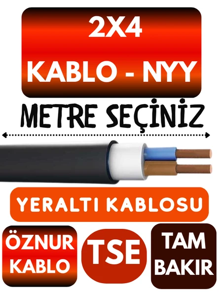 Öznur 2X4 NYY (Yeraltı Kablosu) Metre Seçenekli