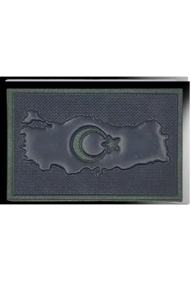 Türkiye Haritası Ay Yıldız 3D Plastik TPU Siyah Patch, Yeni Tip, Cırtlı, Standart Ölçü,
