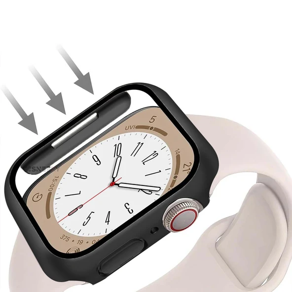 Apple Watch 40MM 4-5-6 SE Seri Uyumlu Starlight 360 Derece Koruma ve Temperli Cam Ekran Koruyucu  Siyah - Resim 6