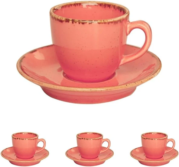 Porland 04ALM001733 Seasons Kahve Fincanı, Porselen 4lü paket