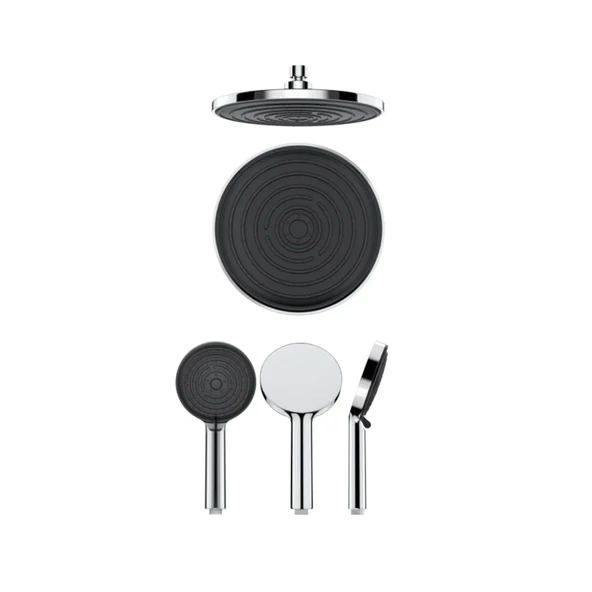 VALTEMO Selfio Chrome Black Kendini Temizleyen Duş Seti VS-2903  3 Fonksiyonlu El & Tepe Duşu  Kireç Önleyici  2 Yıl Garanti  Modern Banyo - Resim 4