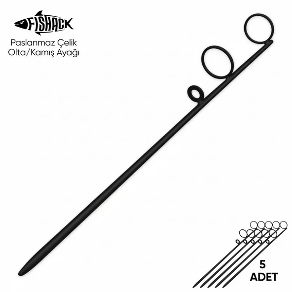 Olta Kamış Ayağı - Paslanmaz Çelik - Fishack - Siyah - 5'li ürün görseli 1