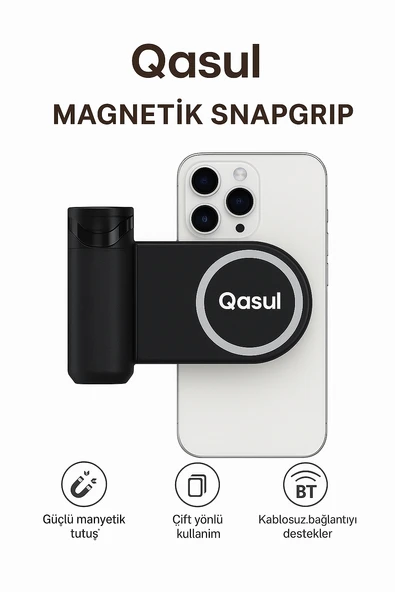 Magnetik Snapgrip Manyetik Telefon Tutucu Bluetooth Kablosuz Çekim Aparatı 10 Saat Kullanım Süresi
