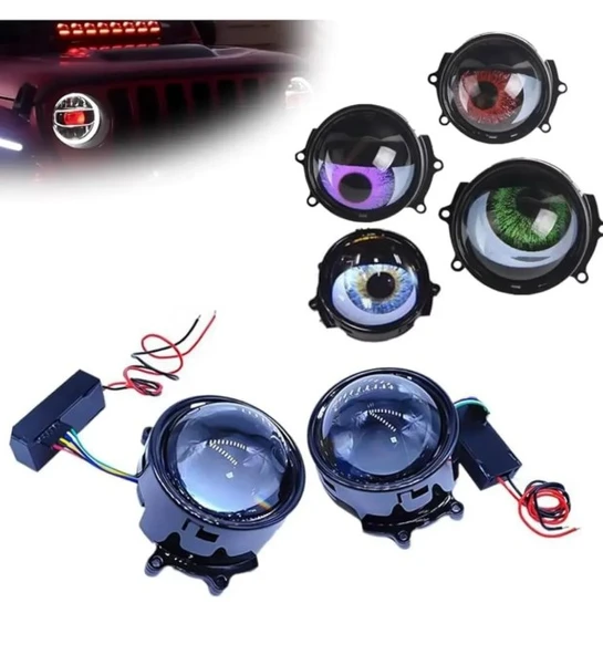 33 MODLU ANİMASYONLU MERCEK GÖZ FAR SİS AMBİYANS LED AYDINLATMA 2 ADET 12-24 VOLT - 4
