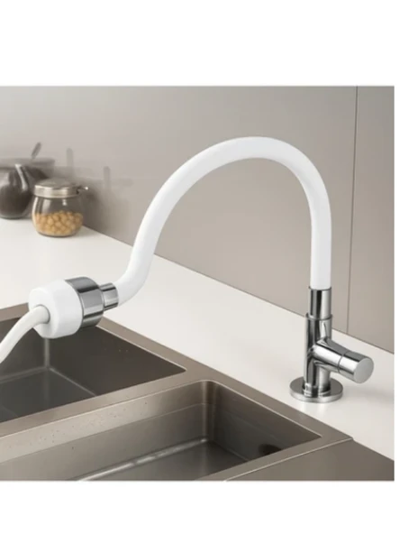 Mucit Home Beyaz Renkli Oynar Başlıklı Tasarruflu Silikon Musluk Başlığı Kubar - 2