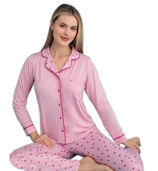 Giulietta Notte Uzun Kol Düğmeli Kadın Pijama Takımı Ev Giyim Hediyelik ürün görseli