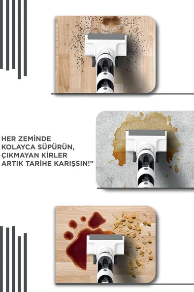 Torima FW-1000 Beyaz Şarjlı Islak Kuru Dikey Süpürge Ve Yüzey Temizleyici Mop - Resim 5