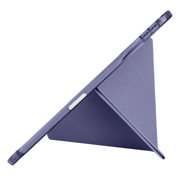 iPad Pro 11 inç M4 2024 Uyumlu Kılıf Üçgen Katlanabilir Kalem Şarj Bölmeli Kılıf A2836 A2837 A3006  Lavanta - Resim 6