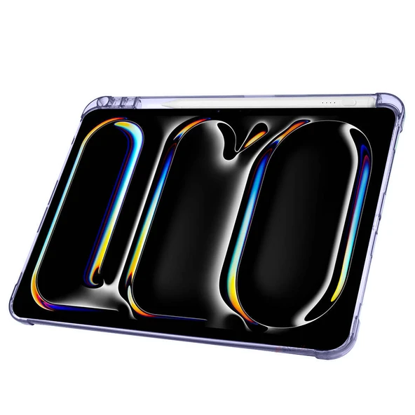 iPad Pro 11 inç M4 2024 Uyumlu Kılıf Üçgen Katlanabilir Kalem Şarj Bölmeli Kılıf A2836 A2837 A3006  Lavanta - Resim 4