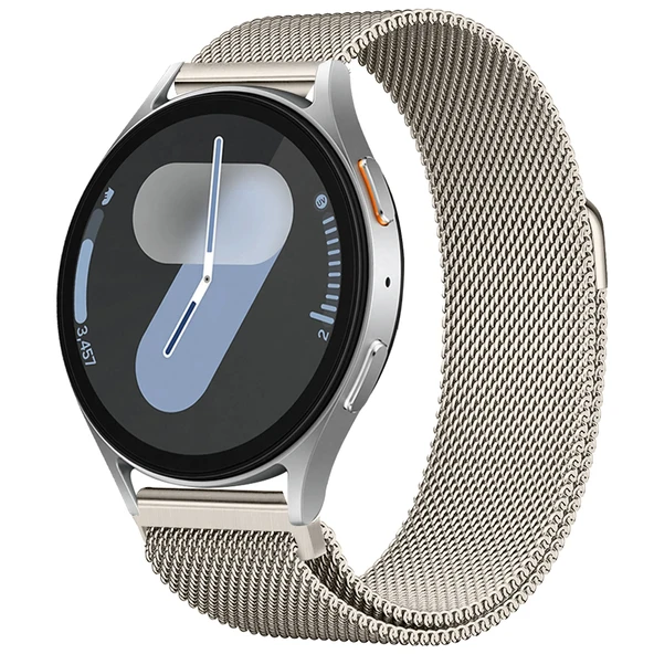Samsung Galaxy Watch 4 5 6 7 Seri 40 42 43 44 46 47mm Uyumlu Manyetik Milanese Loop Metal Kordon   Starlight ürün görseli 1