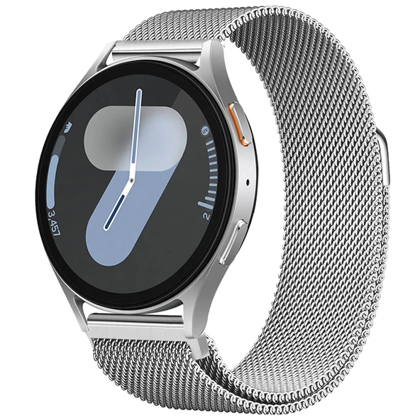 Samsung Galaxy Watch 4 5 6 7 Seri 40 42 43 44 46 47mm Uyumlu Manyetik Milanese Loop Metal Kordon   Gümüş ürün görseli