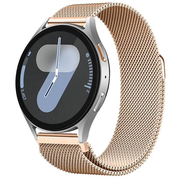 Samsung Galaxy Watch 4 5 6 7 Seri 40 42 43 44 46 47mm Uyumlu Manyetik Milanese Loop Metal Kordon   Rose Gold ürün görseli 1