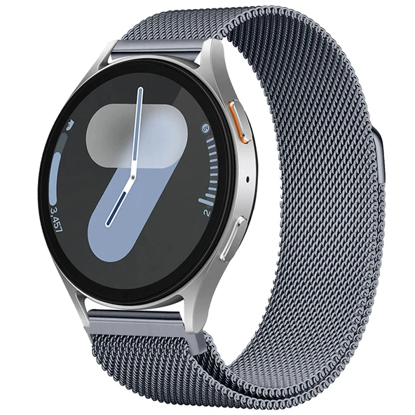 Samsung Galaxy Watch 4 5 6 7 Seri 40 42 43 44 46 47mm Uyumlu Manyetik Milanese Loop Metal Kordon   Koyu Gri ürün görseli 1