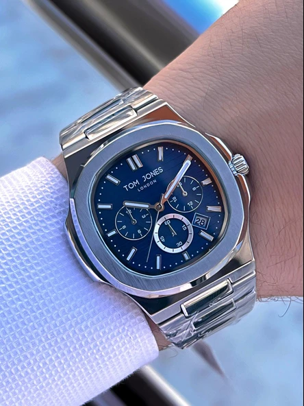 Tom Jones 3 Atm Suya Dayanıklı Çelik Kordon (Kararmaz Renk Atmaz) Erkek Kol Saati VS.BLKT.0563 - Resim 2