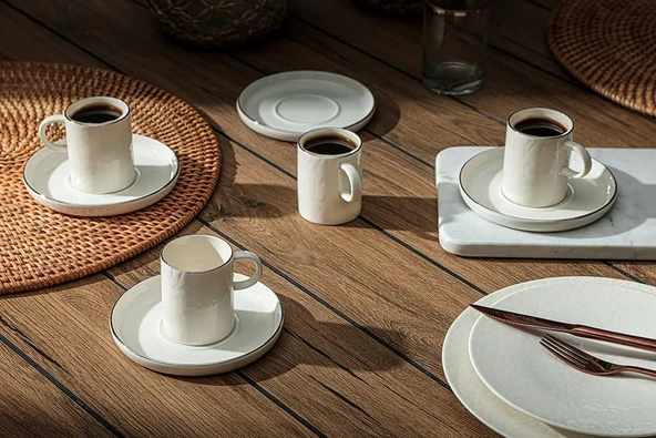 Porland Illusion Platin 4 Kişilik Kahve Takımı 90cc ürün görseli 1