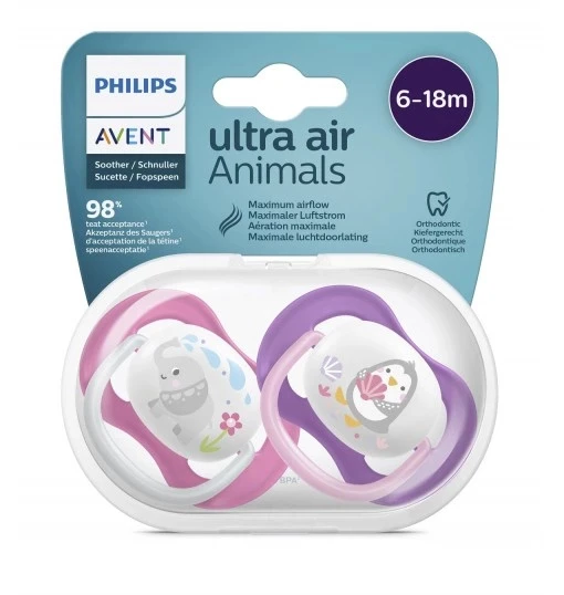 Philips Avent Ultra Air Animals 2li Desenli Emzik 6-18 Ay - Kız ürün görseli