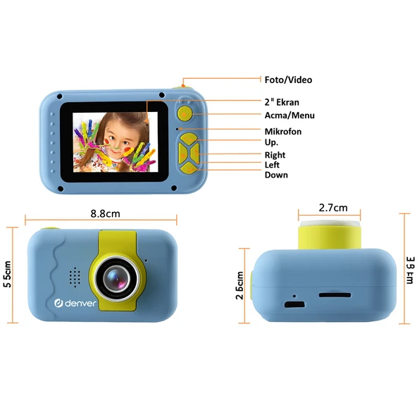Çocuklar İçin Dijital Eğlence Kamerası  Döner Lensli Selfie Özellikli - 7
