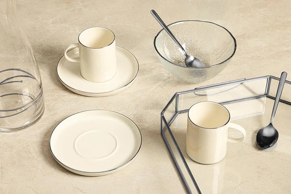 Porland Illusion Platin 2 Kişilik Çay Fincan Takımı 200cc ürün görseli