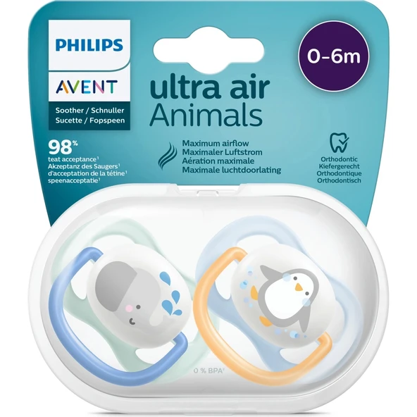 Philips Avent Ultra Air Animals 2li Emzik 0-6 Ay - Erkek ürün görseli 1