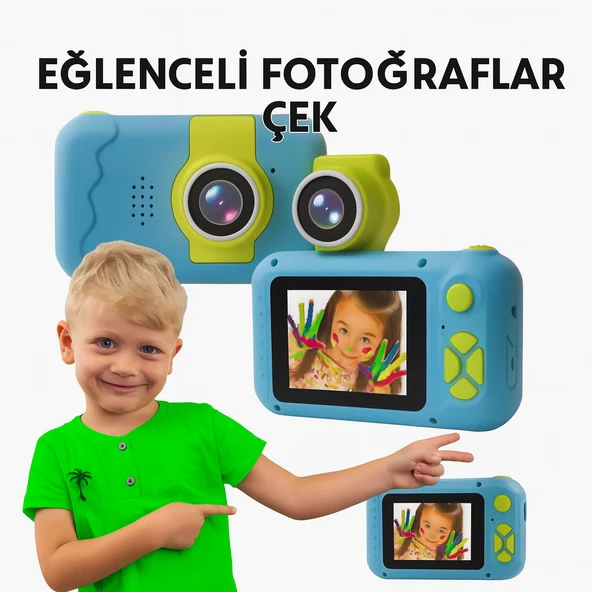 Çocuklar İçin Dijital Eğlence Kamerası  Döner Lensli Selfie Özellikli - 2