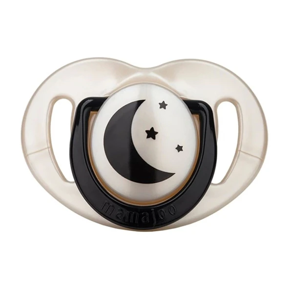 Mamajoo Sterilizasyon & Saklama Kutulu Black & Pearl Desenli İkili Ortodontik Emzik Gece & Gündüz / 6 Ay+ - Resim 3
