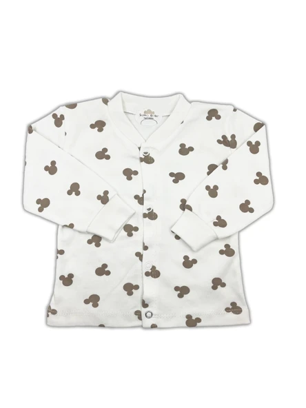 Sema Baby Mickey Mouse Bebek Pijama Takımı – Ekru 0-3 Ay - Resim 2