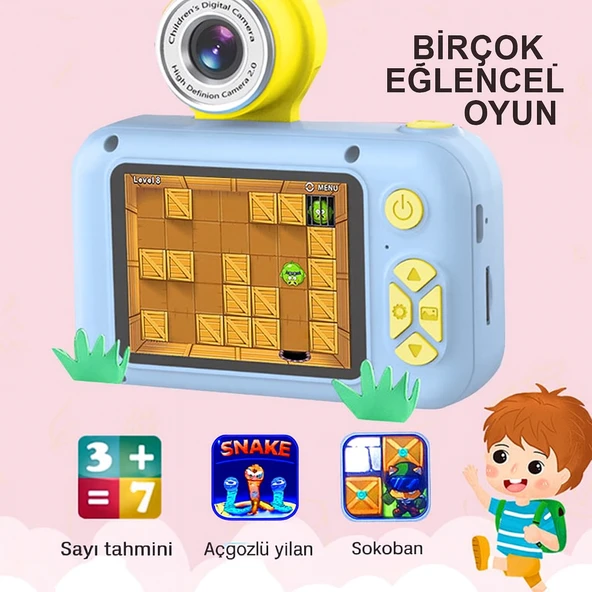 Çocuklar İçin Dijital Eğlence Kamerası  Döner Lensli Selfie Özellikli - 4