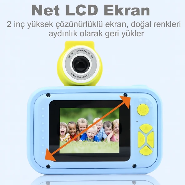 Çocuklar İçin Dijital Eğlence Kamerası  Döner Lensli Selfie Özellikli - 8