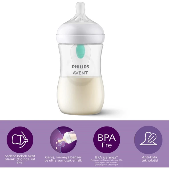 Philips Avent Natural Response PP Antikolik Biberon 260 ML 1 Ay+ SCY673/01 - Resim 3