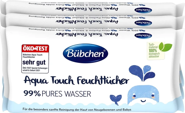 Bübchen Aqua Touch Yenidoğan Hassas Islak Mendil 3 x 48 Adet ( 144 Yaprak ) ürün görseli