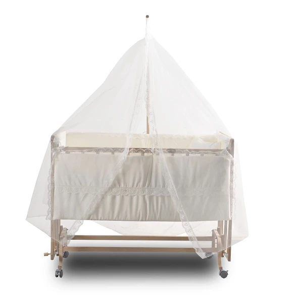 ComfyMax Sallanır Anne Yanı Doğal Ahşap Beşik ve Uyku Seti - 60x120 cm - Resim 2