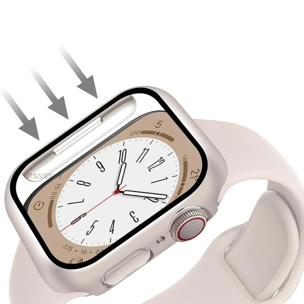 Apple Watch Series 10 46mm Uyumlu Starlight 360 Derece Koruma ve Temperli Cam Ekran Koruyucu  Starlight - Resim 6