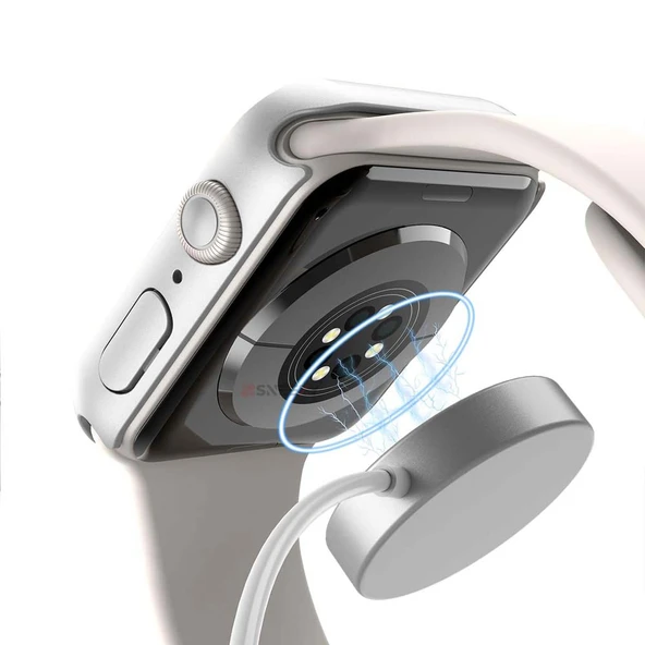 Apple Watch Series 10 46mm Uyumlu Starlight 360 Derece Koruma ve Temperli Cam Ekran Koruyucu  Gümüş - Resim 4