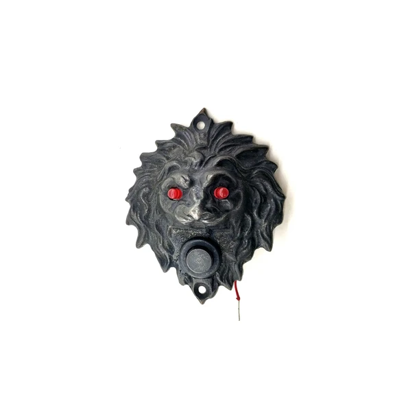 Antika Tarz Dekoratif Pirinç Aslan Kapı Zili - 100x78 Mm, Oksit, Led Işıklı