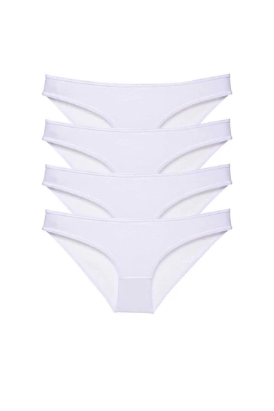 4 adet Süper Eko Set Likralı Kadın Slip Külot Beyaz ürün görseli