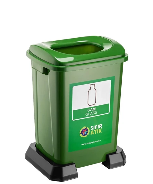 Omnipazar SY-4395 Sıfır Atık Cam Geri Dönüşüm Çöp Kutusu 50 lt Yeşil 5 Adet - 3