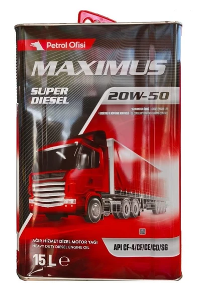 PETROL OFİSİ MAXİMUS SÜPER DİESEL 20W50 - 15 LİTRE TENEKE ürün görseli