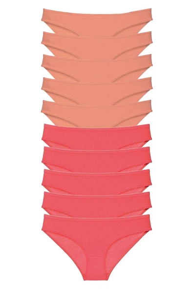 10 adet Eko Set Likralı Kadın Slip Külot Pudra Fuşya ürün görseli