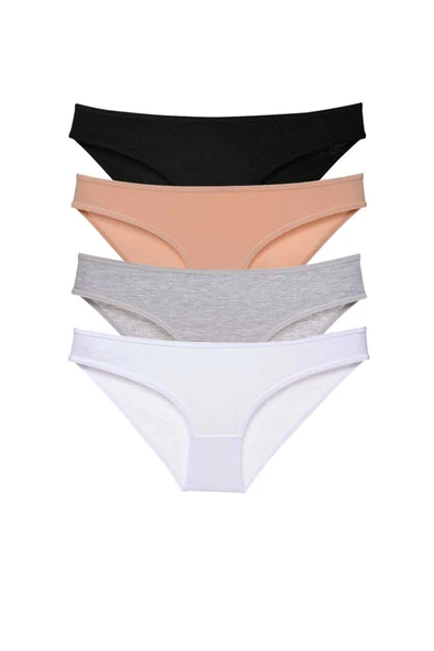 4 adet Süper Eko Set Likralı Kadın Slip Külot Siyah Ten Gri Beyaz ürün görseli