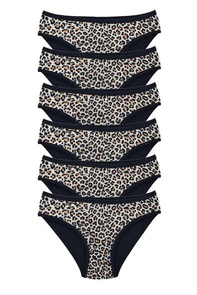6 Adet Leopar Desenli Likralı Yumuşak Dokulu Kadın Slip Külot ürün görseli