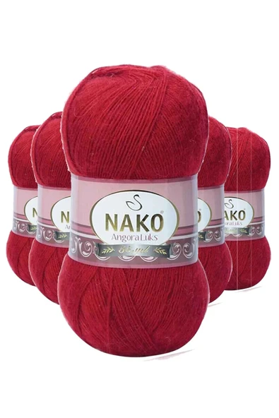 5 Adet Angora Lüks El Örgü İpi Koyu Kırmızı 1175 ürün görseli