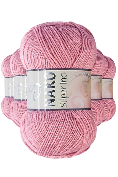 5 Adet Süper İnci El Örgü İpi 100 gr Gül Kurusu 275 ürün görseli