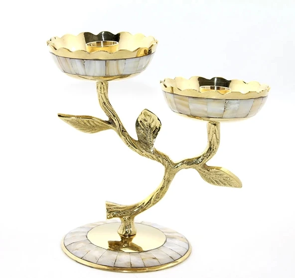 Pirinç Sedefli 2'li Şamdan 5934 ürün görseli