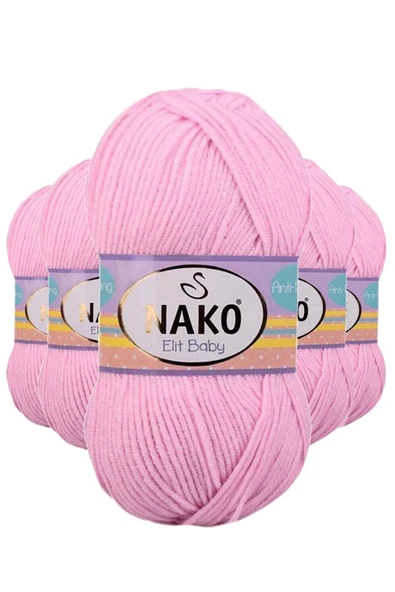 5 Adet Elite Baby El Örgü İpi Tüylenmeyen Bebek Yünü Açık Pembe 6936 ürün görseli