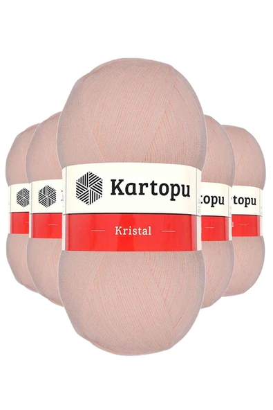 5 Adet Kristal Çift Katlı El Örgü Lif İpi Somon K223 ürün görseli 1