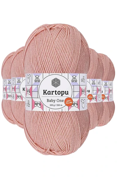 5 Adet Baby One Tüylenmeyen El Örgü İpi Yünü Pudra K258 ürün görseli 1