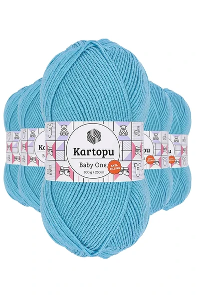 5 Adet Baby One Tüylenmeyen El Örgü İpi Yünü Turkuaz K576 ürün görseli
